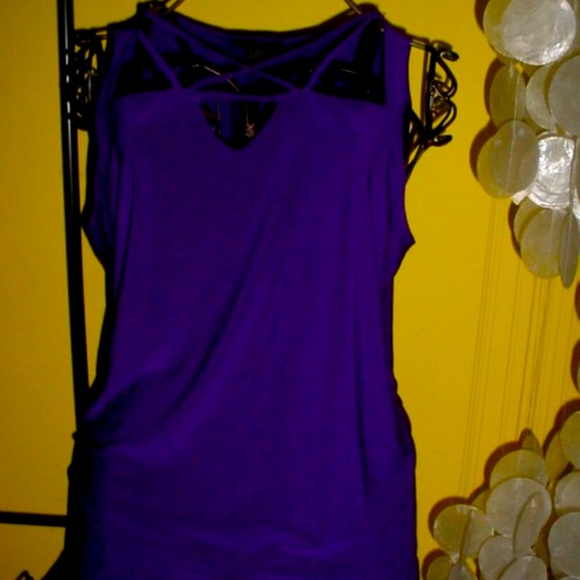 SUSAN LAWRENCE Tops - SUSAN LAWRENCE New Purple Strappy Stretch Blouse L
